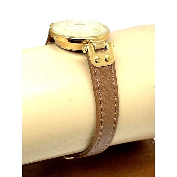 Anne Klein Women's Watch 10/9442 Gold Dial Quartz 26mm Brown Leather Band - Picture 10 of 13